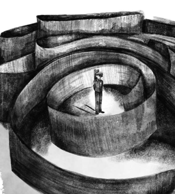 policía en laberinto